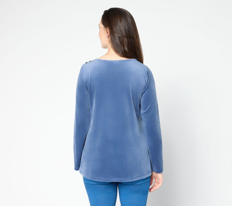 Susan Graver Plush Knit Bateau Neck Top — View 4