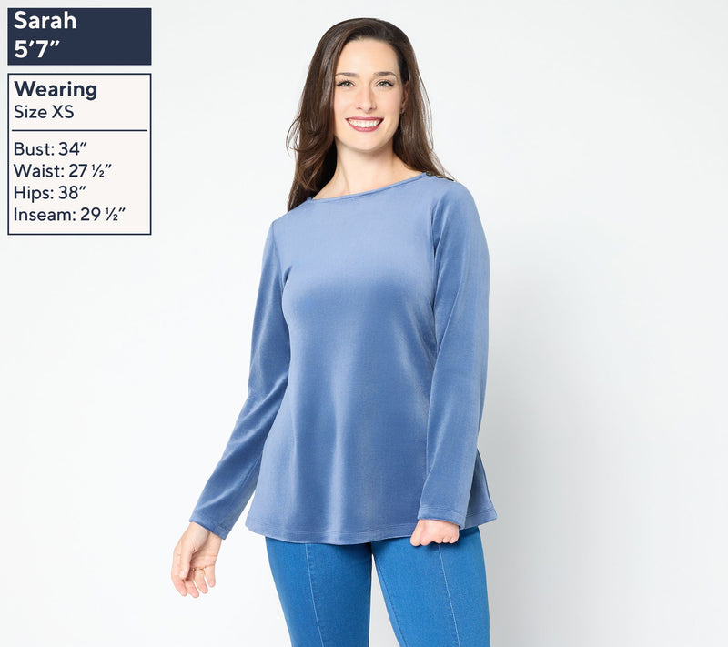 Susan Graver Plush Knit Bateau Neck Top — View 3