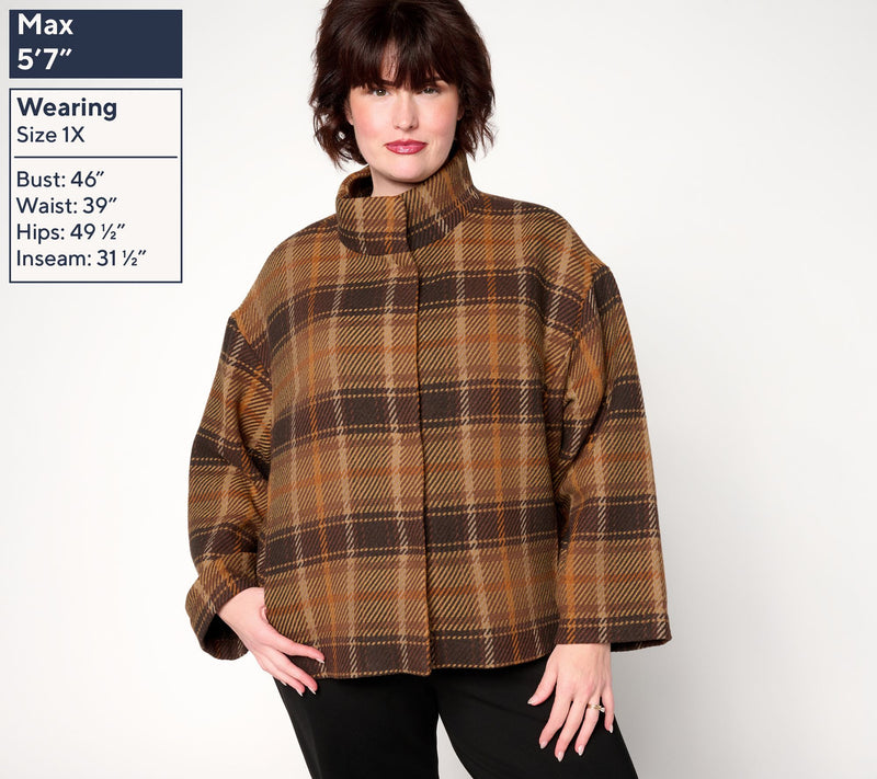 Susan Graver Plaid Jacquard Woven Snap-Front Jacket — View 2