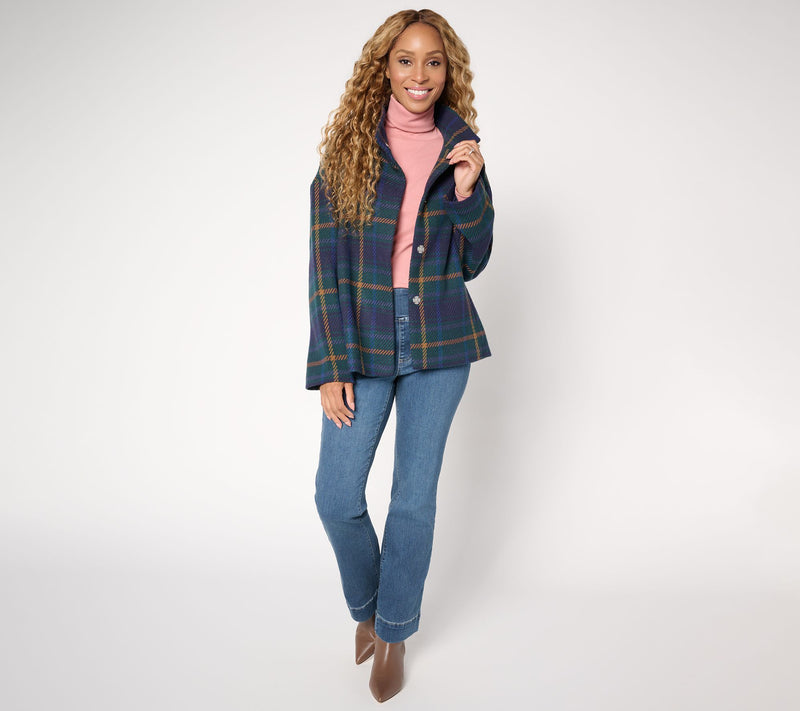 Susan Graver Plaid Jacquard Woven Snap-Front Jacket — View 5