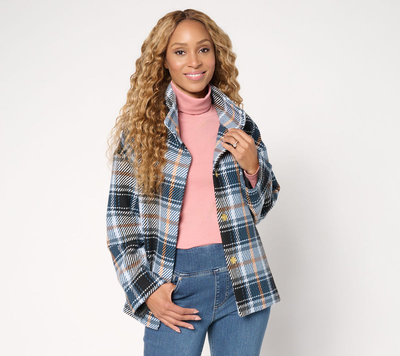 Susan Graver Plaid Jacquard Woven Snap-Front Jacket — View 12