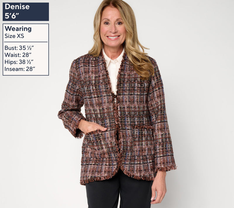 GRAVER Susan Graver Regular Tweed Topper with Fray Detail — View 9