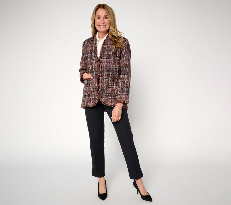 GRAVER Susan Graver Regular Tweed Topper with Fray Detail — View 11
