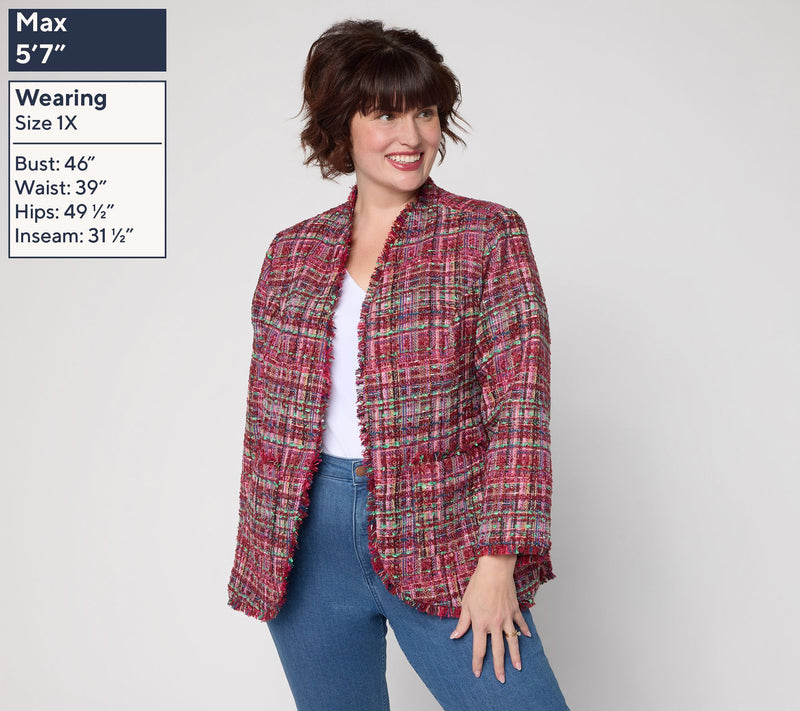 GRAVER Susan Graver Regular Tweed Topper with Fray Detail — View 8