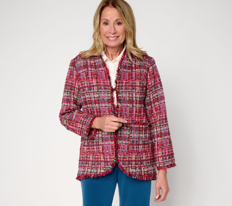 GRAVER Susan Graver Regular Tweed Topper with Fray Detail — View 5