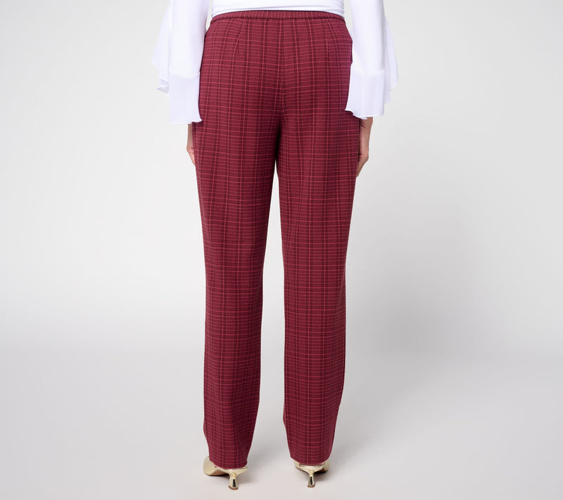 Susan Graver Regular Plaid Jacquard Knit Straight Leg Pants — View 4
