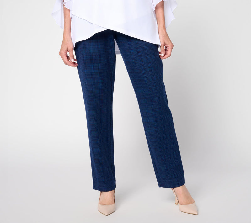 Susan Graver Regular Plaid Jacquard Knit Straight Leg Pants — View 10