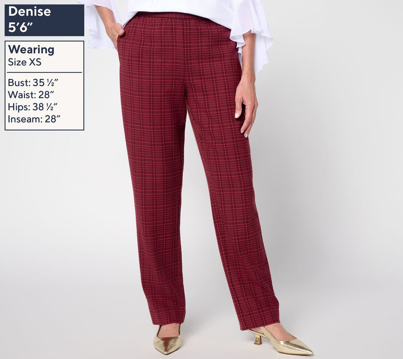 Susan Graver Regular Plaid Jacquard Knit Straight Leg Pants — View 3