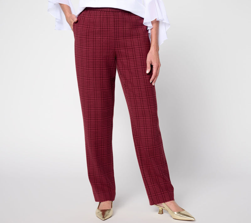 Susan Graver Regular Plaid Jacquard Knit Straight Leg Pants — View 11