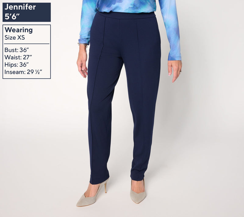 Susan Graver Regular Liquid Ponte Straight Leg Pull-On Pants — View 3
