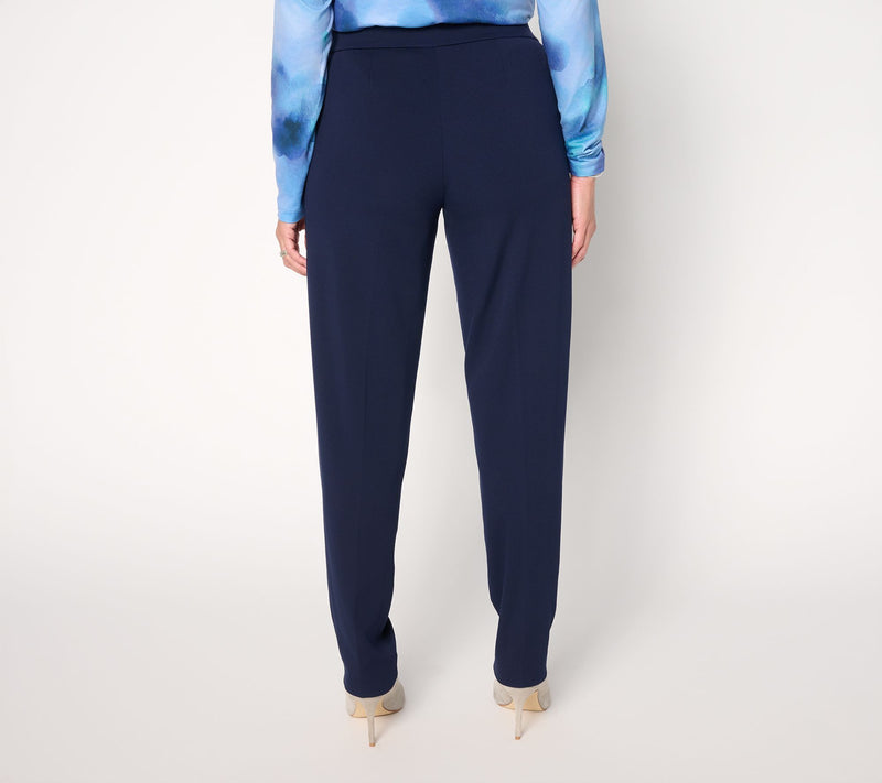 Susan Graver Petite Liquid Ponte Straight Leg Pull-On Pants — View 4