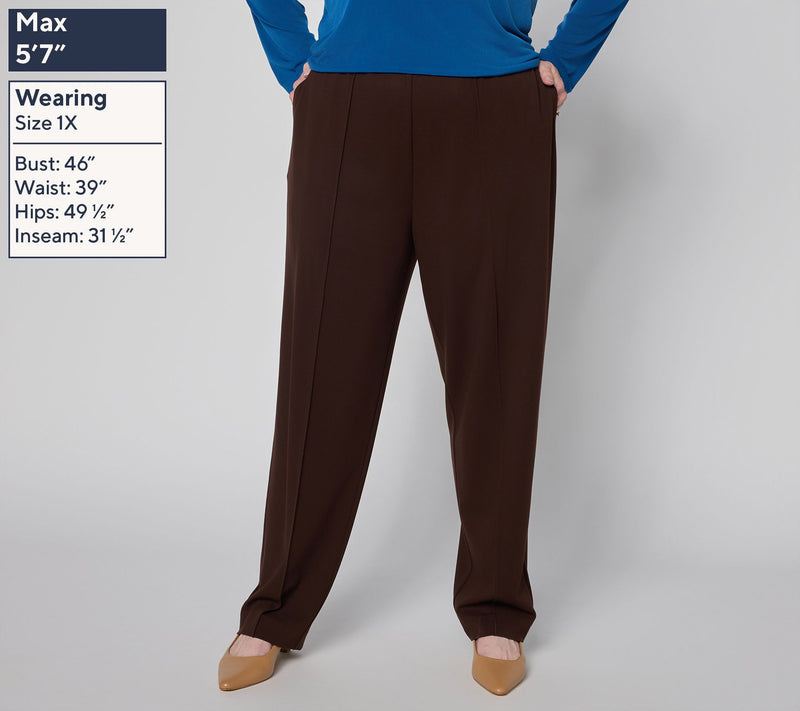 Susan Graver Petite Liquid Ponte Straight Leg Pull-On Pants — View 2