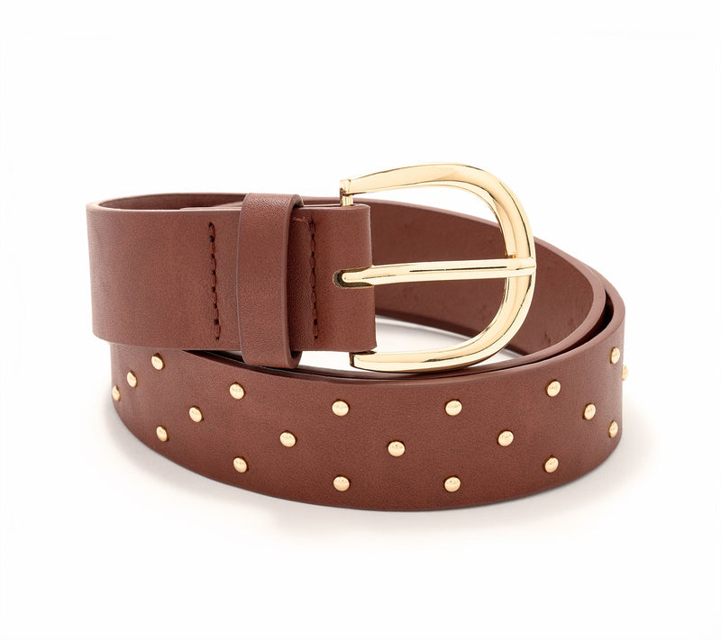 Susan Graver Faux Leather Belt  with Mini Studs — Main view