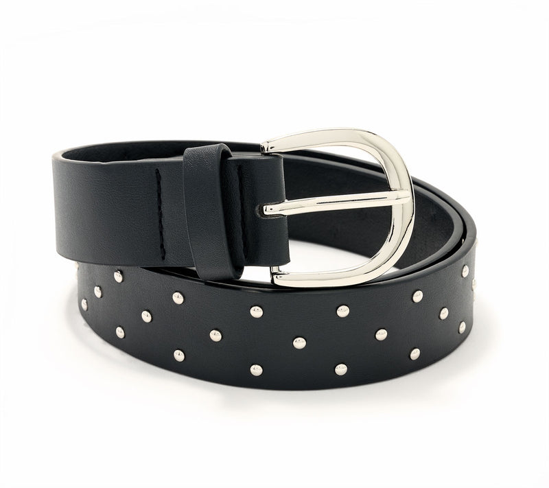 Susan Graver Faux Leather Belt  with Mini Studs — View 4