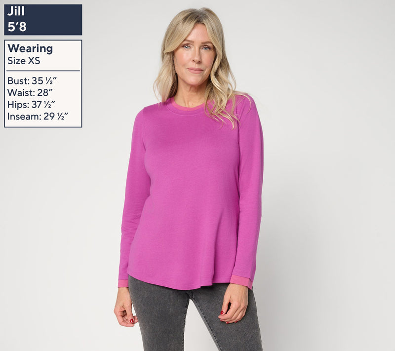 LOGO Principles by Lori Goldstein Double Layer Long Sleeve Top — View 3
