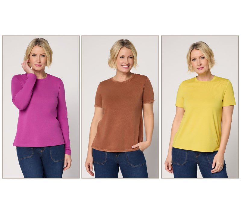 LOGO Principles by Lori Goldstein Set of 3 Crew Neck Tops — View 12