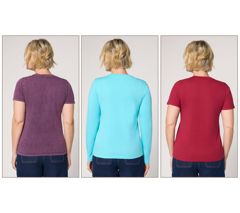 LOGO Principles by Lori Goldstein Set of 3 Crew Neck Tops — View 4