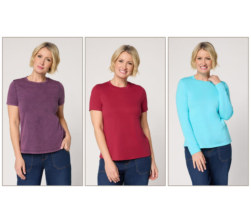LOGO Principles by Lori Goldstein Set of 3 Crew Neck Tops — Main view