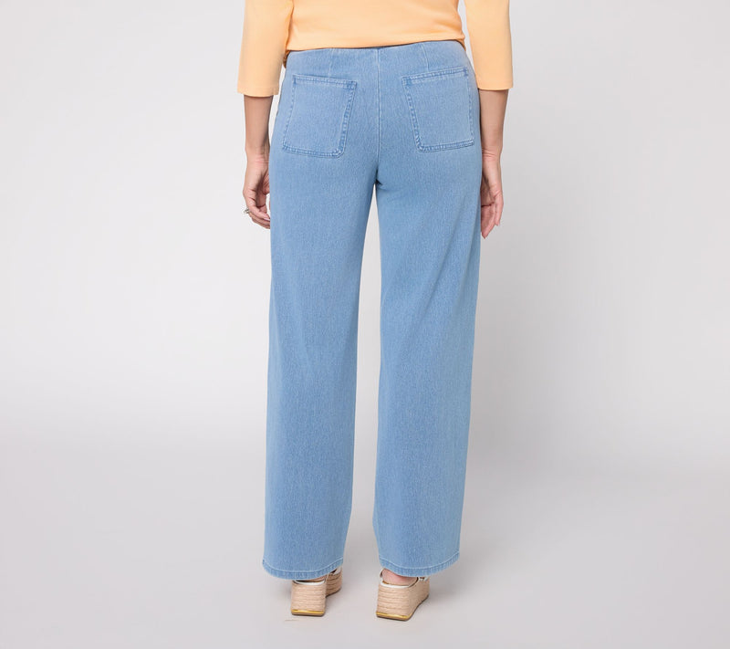 Denim & Co. Regular Comfy Knit Air Wide Leg Pants with Pockets — View 16