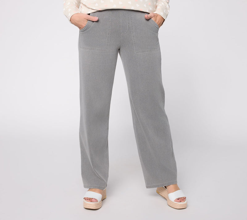 Denim & Co. Regular Comfy Knit Air Wide Leg Pants with Pockets — View 5