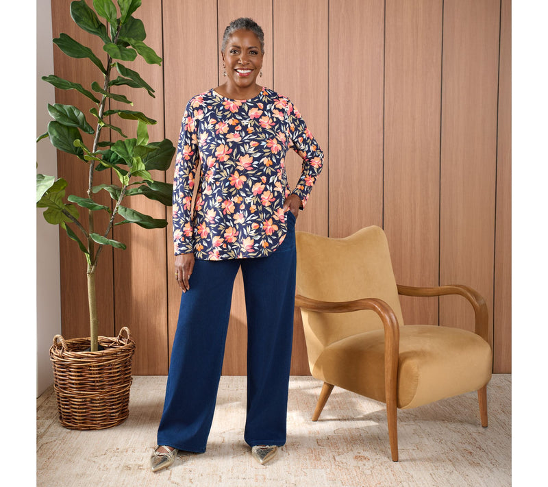 Denim & Co. Petite Comfy Knit Air Wide Leg Pants with Pockets — View 20