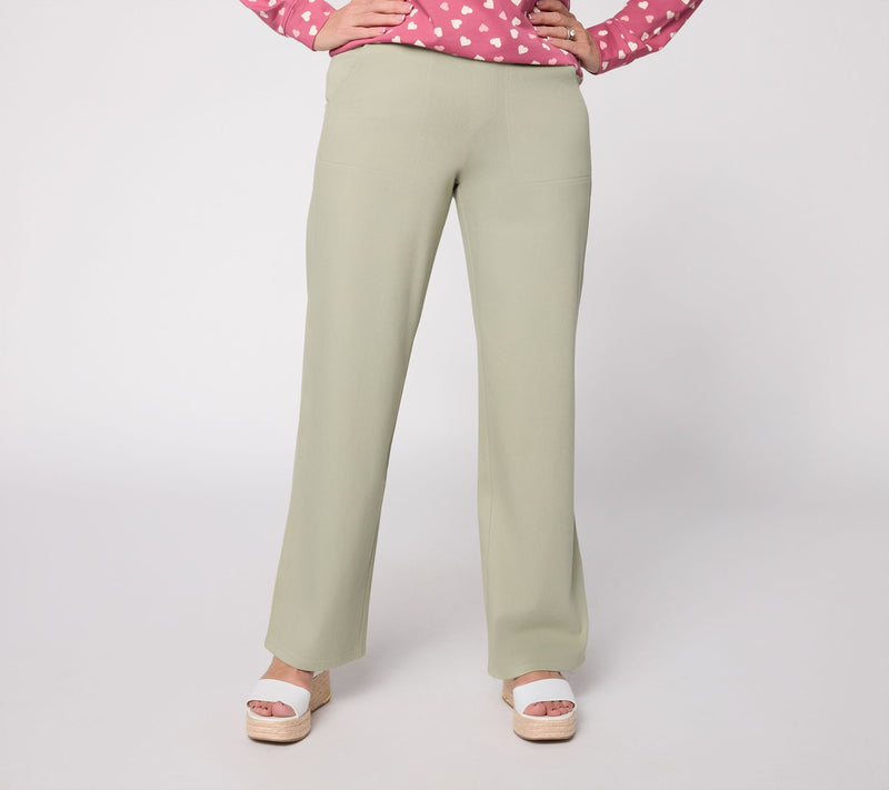 Denim & Co. Petite Comfy Knit Air Wide Leg Pants with Pockets — View 9