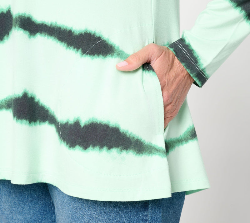 LOGO by Lori Goldstein Rayon 230 Printed Stripe Dye Effect Top — View 8