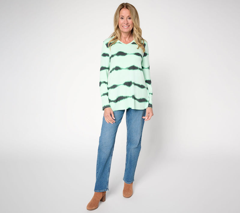LOGO by Lori Goldstein Rayon 230 Printed Stripe Dye Effect Top — View 7