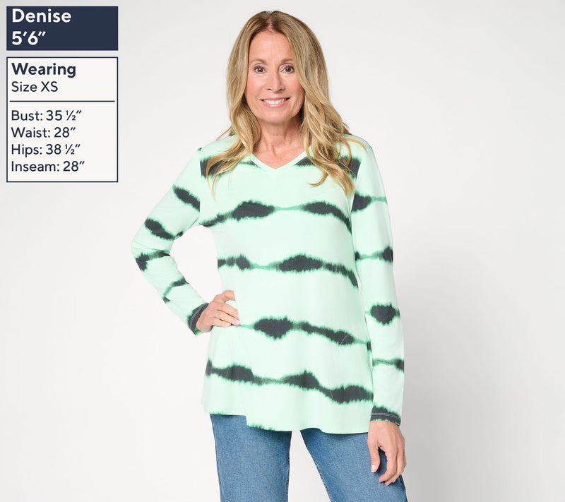 LOGO by Lori Goldstein Rayon 230 Printed Stripe Dye Effect Top — View 5
