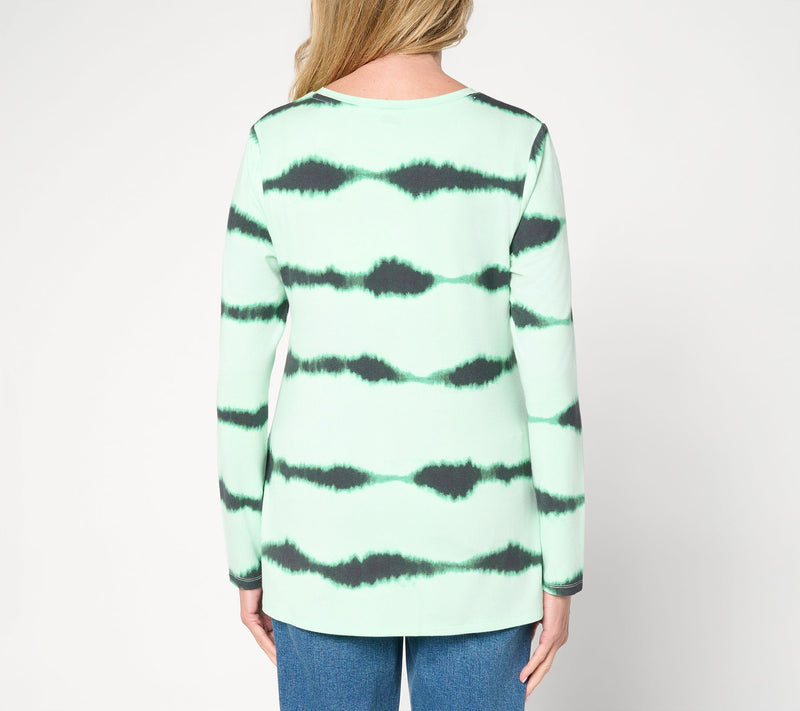 LOGO by Lori Goldstein Rayon 230 Printed Stripe Dye Effect Top — View 6