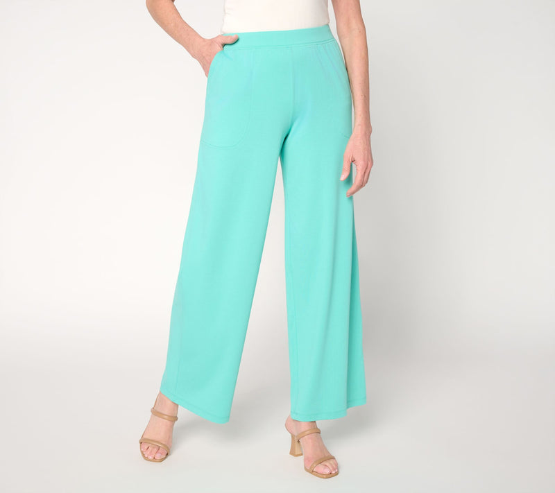 Denim & Co. Regular Beach Jersey Full Length Wide Leg Pants — View 22