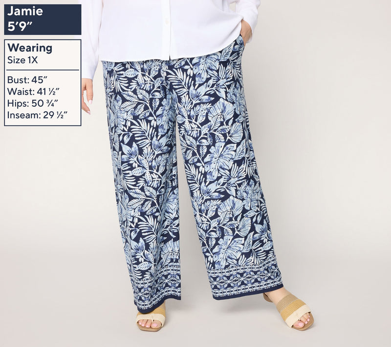 Denim & Co. Regular Beach Jersey Full Length Wide Leg Pants — View 4