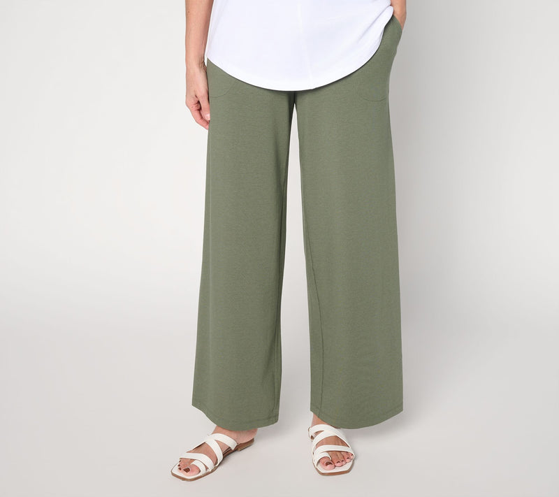 Denim & Co. Regular Beach Jersey Full Length Wide Leg Pants — View 25