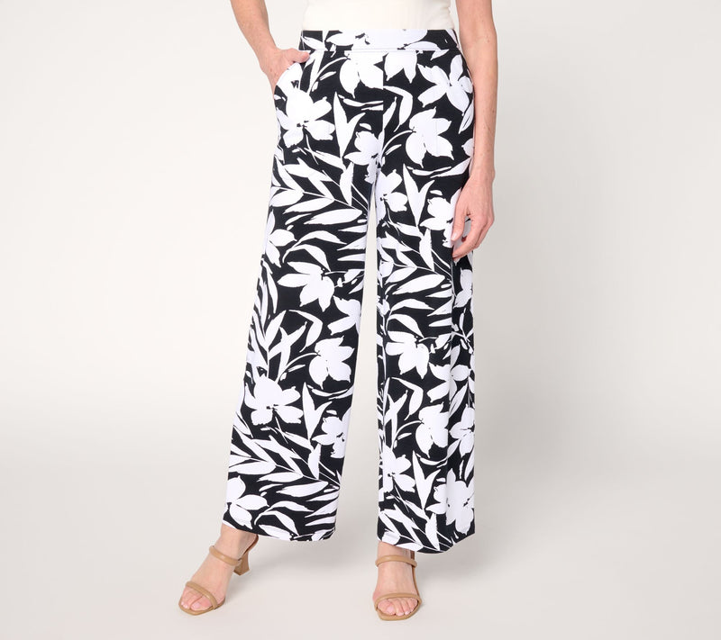 Denim & Co. Petite Beach Jersey Full Length Wide Leg Pants — View 30