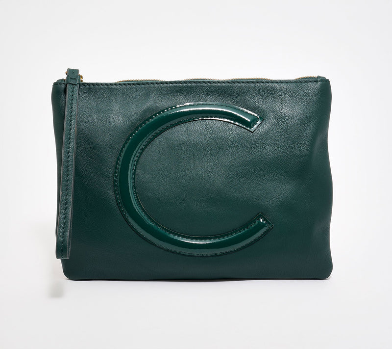 American Leather Co. Dover Leather Tonal Monogram Wristlet Pouch — View 35