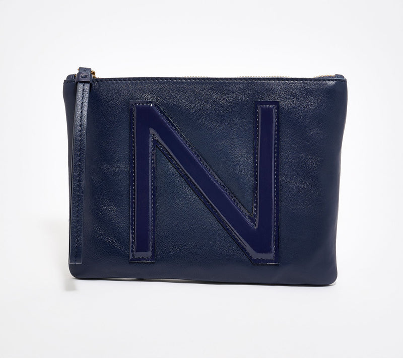 American Leather Co. Dover Leather Tonal Monogram Wristlet Pouch — View 45