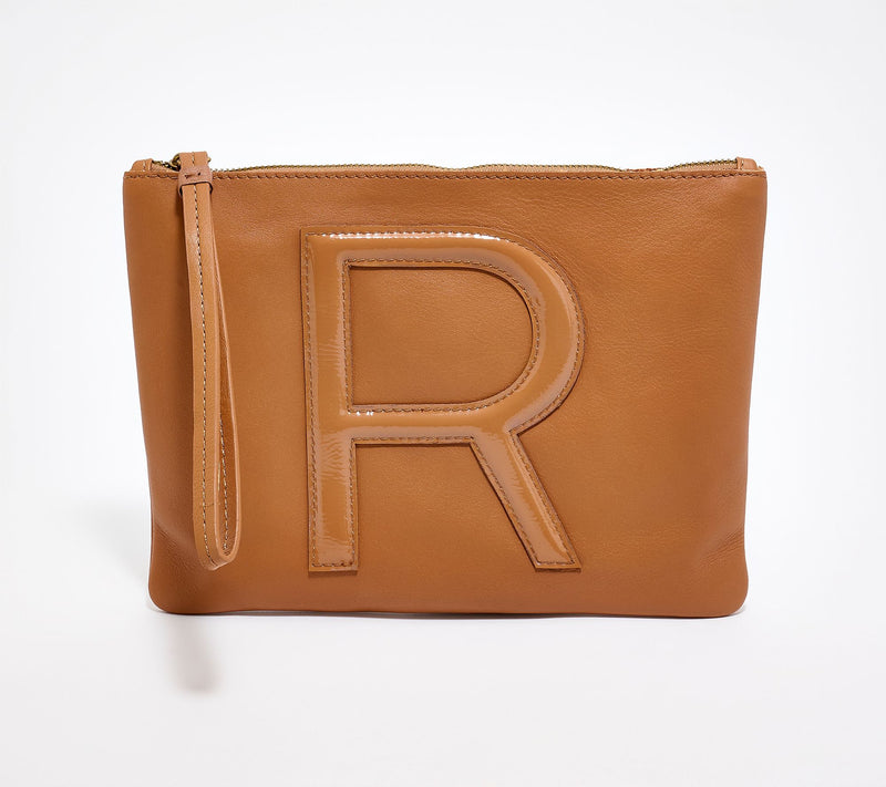 American Leather Co. Dover Leather Tonal Monogram Wristlet Pouch — View 49