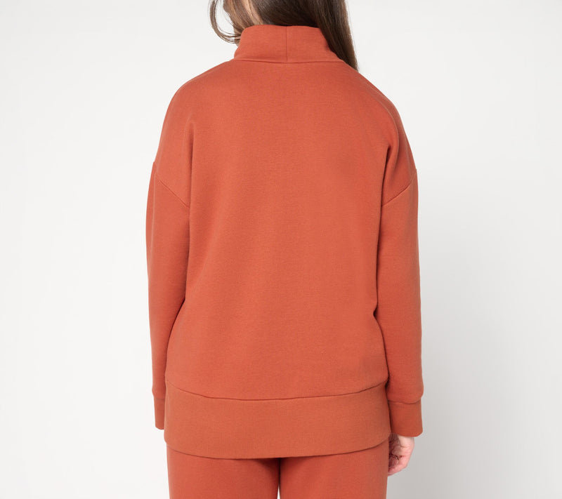Peace Love World French Terry Turtleneck Top with Side Zip — View 4