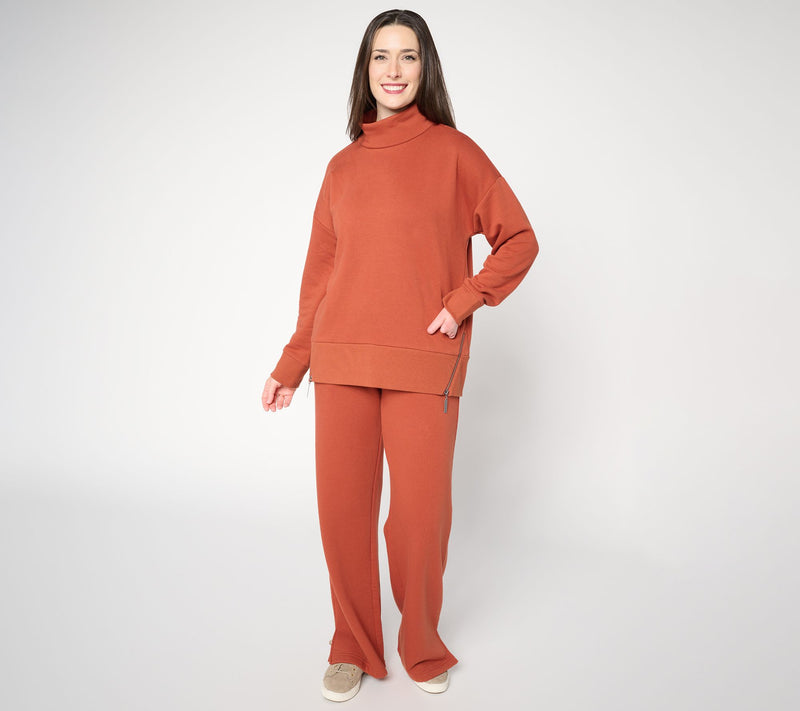 Peace Love World Petite French Terry Full Leg Pants — View 5