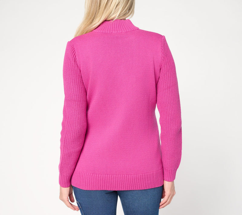 Denim & Co. Regular Quilted Zip Front Sweater Jacket — View 4