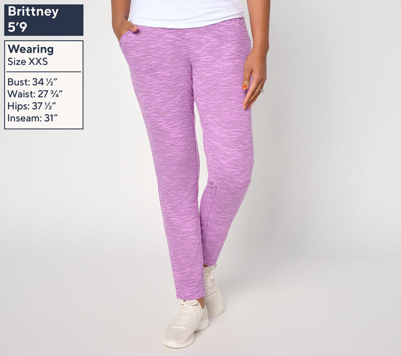 Denim & Co. Active Regular Soft Blend Knit Space Dye Slim Straight Pants — View 3