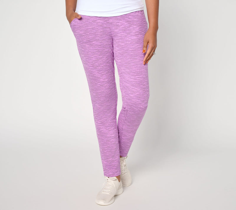 Denim & Co. Active Regular Soft Blend Knit Space Dye Slim Straight Pants — View 10