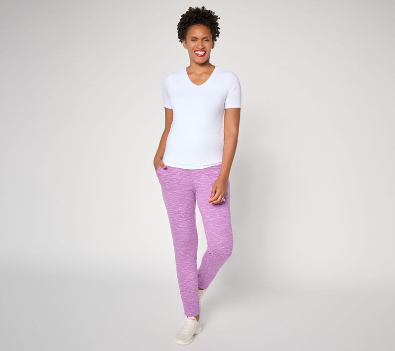Denim & Co. Active Regular Soft Blend Knit Space Dye Slim Straight Pants — View 5