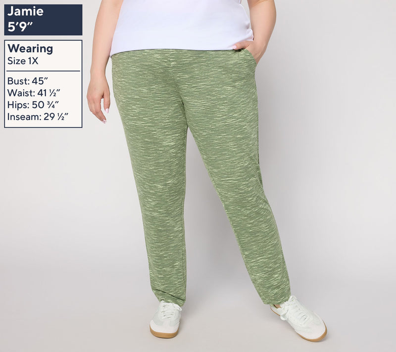 Denim & Co. Active Regular Soft Blend Knit Space Dye Slim Straight Pants — View 2