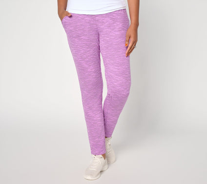 Denim & Co. Active Regular Soft Blend Knit Space Dye Slim Straight Pants