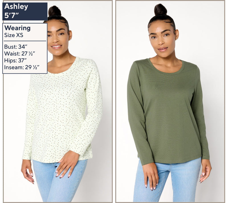 Denim & Co. Essentials 2-Pack Perfect Jersey Print/Solid Top — View 3