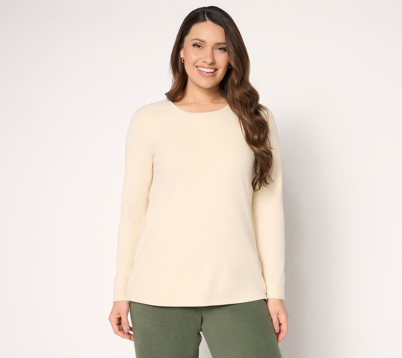 Denim & Co. Essentials Interlock Long Sleeve Round Neck Top — View 12