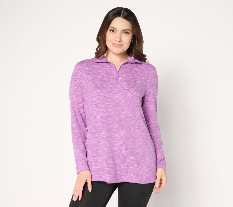 Denim & Co. Active Regular Soft Blend Knit Space Dye Half Zip Tunic — View 10