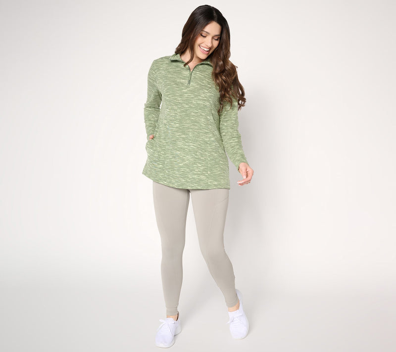 Denim & Co. Active Regular Soft Blend Knit Space Dye Half Zip Tunic — View 5