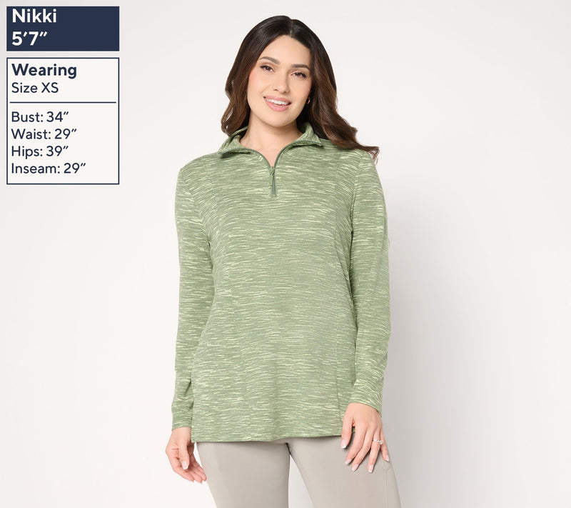 Denim & Co. Active Regular Soft Blend Knit Space Dye Half Zip Tunic — View 3